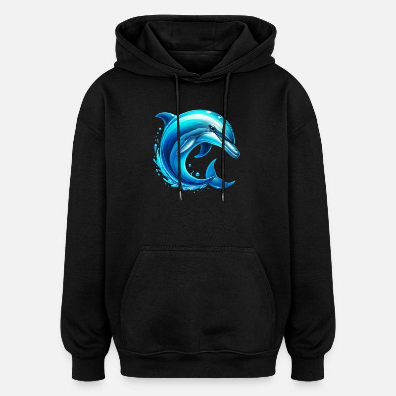 Delfin - Oversized Unisex Hoodie - Schwarz