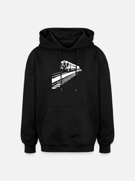 Chemin de fer Pixel Art - Sweat à capuche oversize unisexe - noir