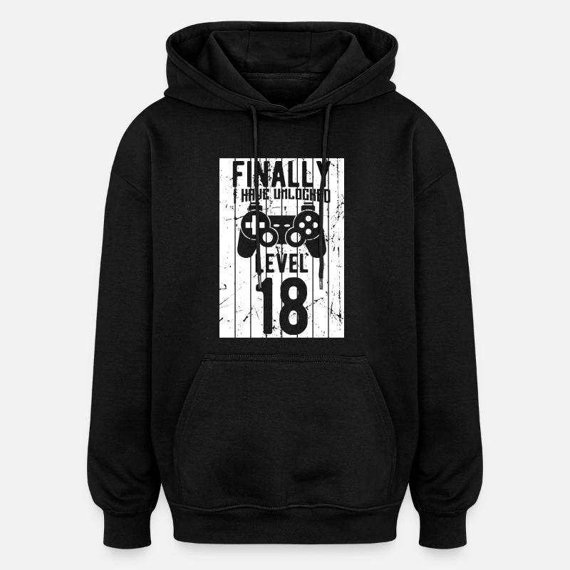 Niveau 18 débloqué - Sweat à capuche oversize unisexe - noir
