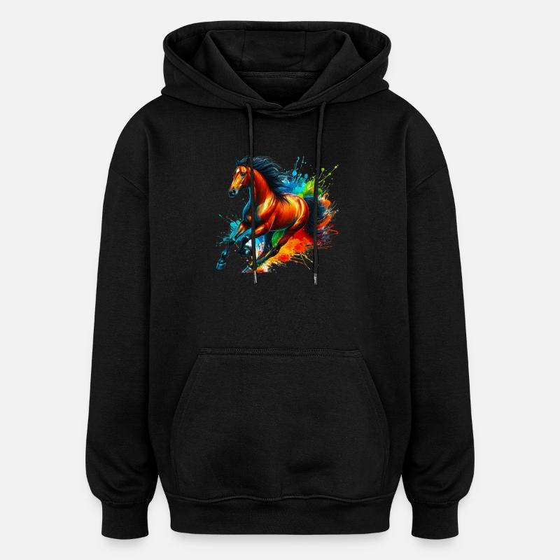 Pferd - Oversized Unisex Hoodie - Schwarz