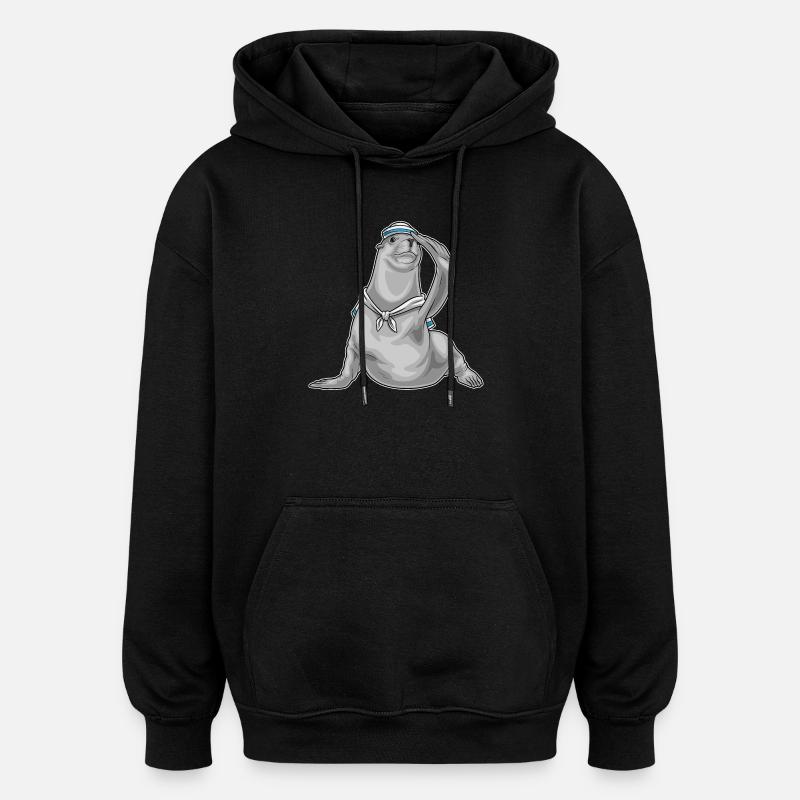 Chapeau de marin phoque - Sweat à capuche oversize unisexe - noir
