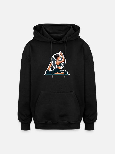 Yoga Woman Sticker - Oversized Unisex Hoodie - black