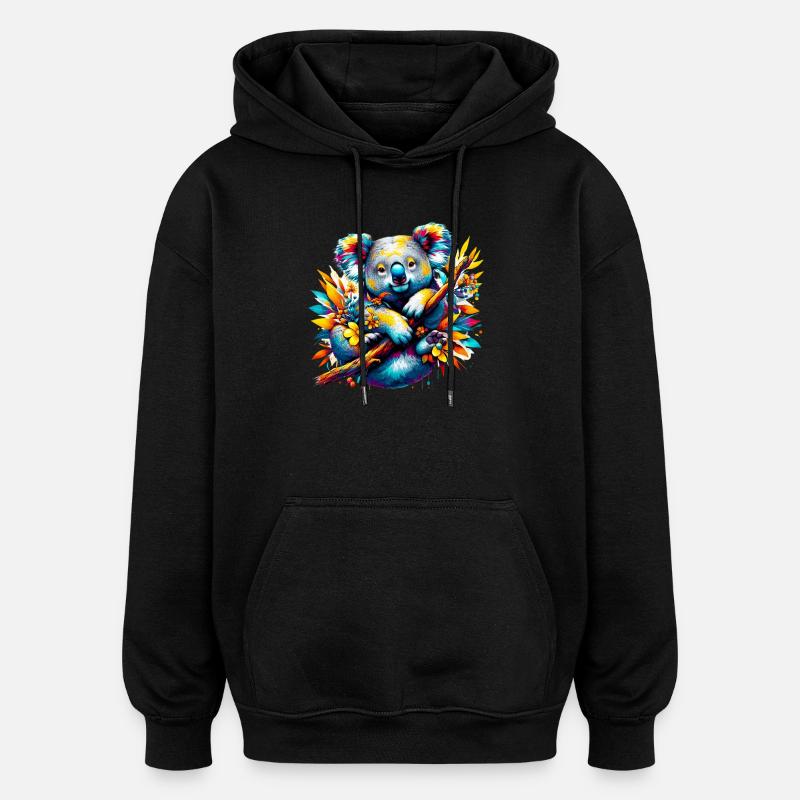 Koala - Sweat à capuche oversize unisexe - noir