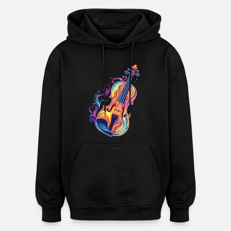 Violon Look BD - Sweat à capuche oversize unisexe - noir