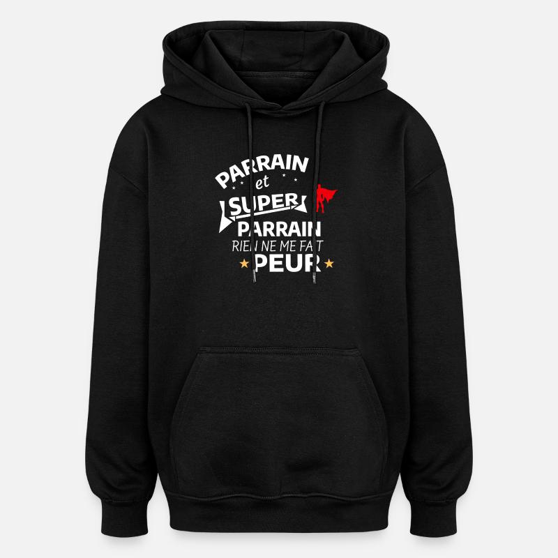 Custom Super Godfather with Caped Heroic - Oversized Unisex Hoodie - black