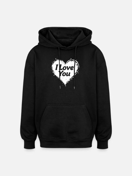 I Love You, White - Oversized Unisex Hoodie - black