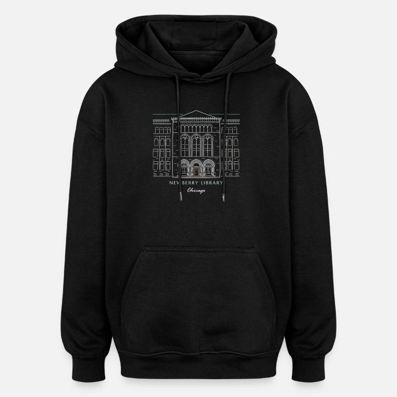 Historisches Chicago Bibliotheksdesign - Oversized Unisex Hoodie - Schwarz