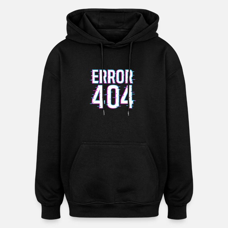 Neon Error 404 Lettering - Oversized Unisex Hoodie - black