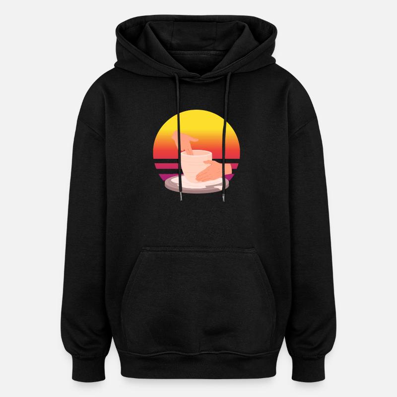 Passion céramique Coucher de soleil - Sweat à capuche oversize unisexe - noir