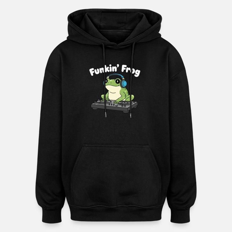 Funkin' Frosch DJ im Kopfhörer - Oversized Unisex Hoodie - Schwarz