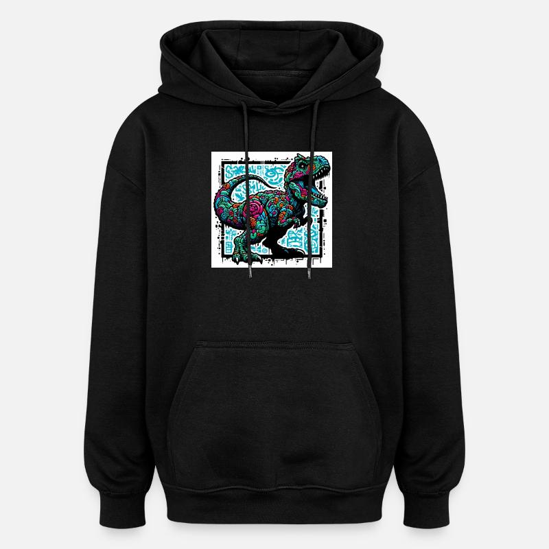 dinosaure - Sweat à capuche oversize unisexe - noir