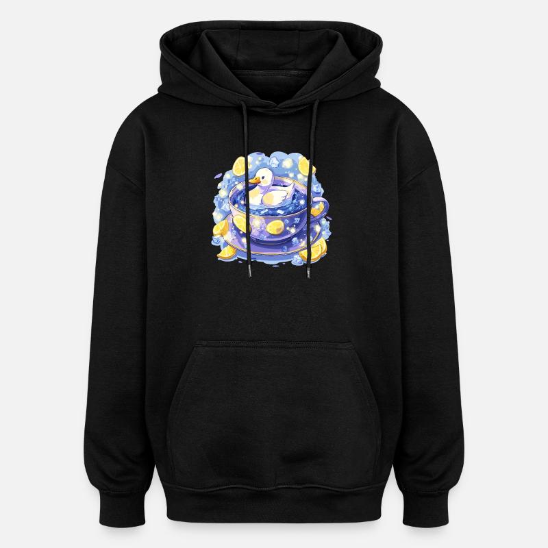 Zitronenente im Teebecher - Oversized Unisex Hoodie - Schwarz