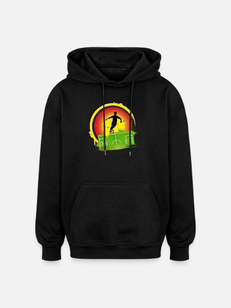 Dynamische Fußball Silhouette-farbiger Hintergrund - Oversized Unisex Hoodie - Schwarz