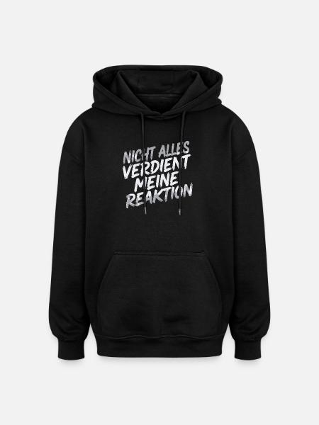 Zero reaction - I don't care - Oversized Unisex Hoodie - black