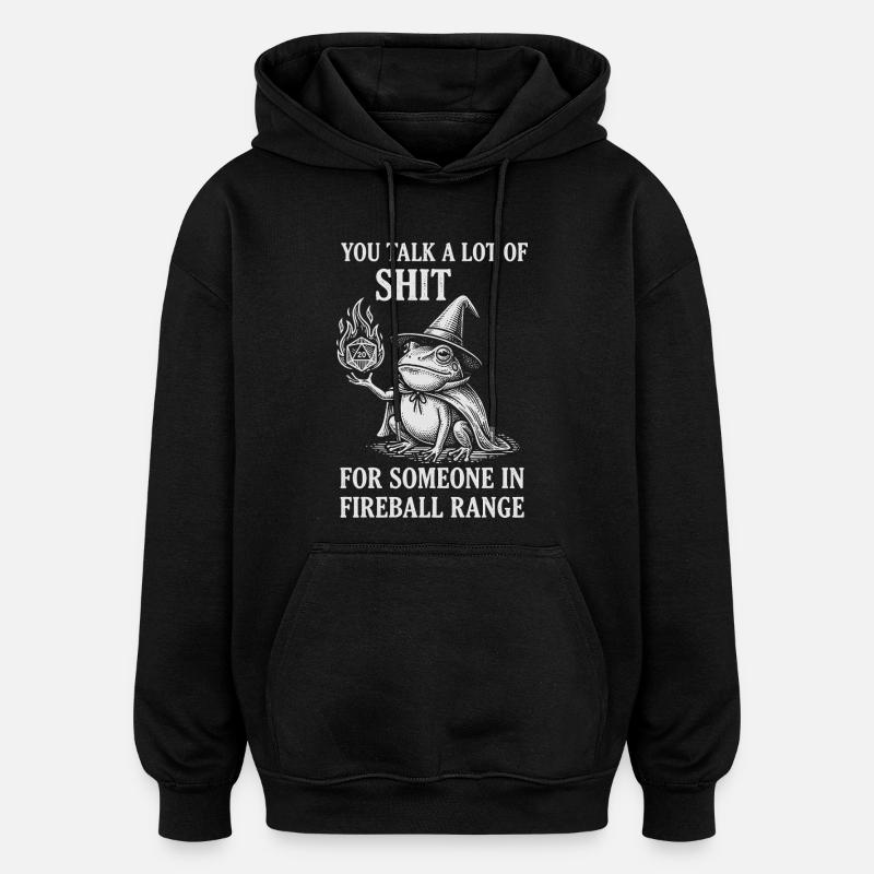 Fireball Range – RPG Magicien Grenouille Drôle - Sweat à capuche oversize unisexe - noir
