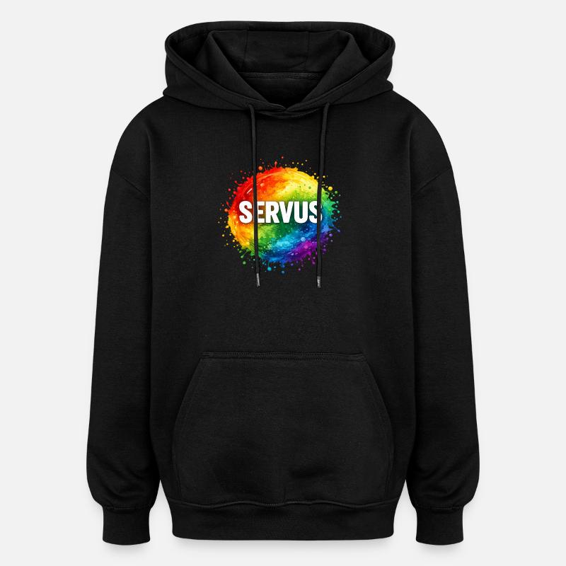 Explosion colorée SERVUS - Sweat à capuche oversize unisexe - noir