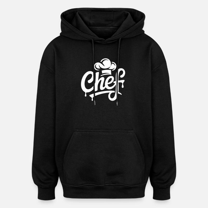Chef logo lettering - Oversized Unisex Hoodie - black