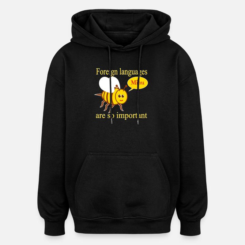 Bee with speech bubble - Oversized Unisex Hoodie - black