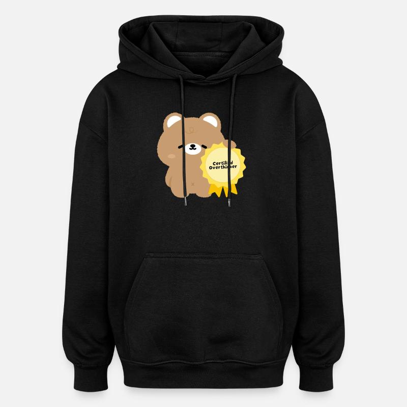 Kawaii Bear Certified Overthinker - Sweat à capuche oversize unisexe - noir