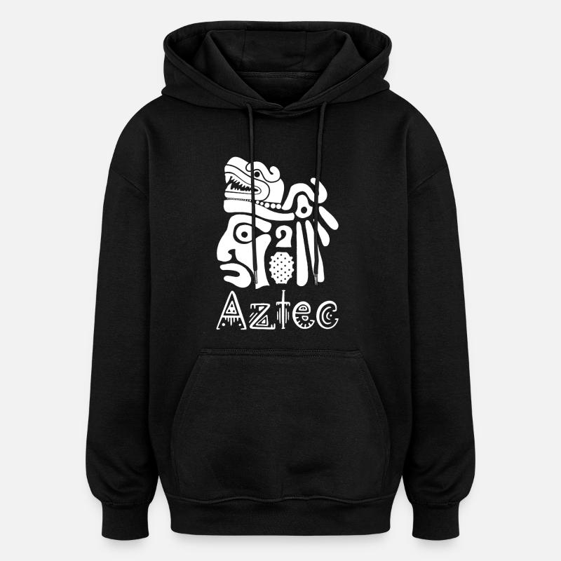 Aztekischer Krieger (Weiß) - Oversized Unisex Hoodie - Schwarz