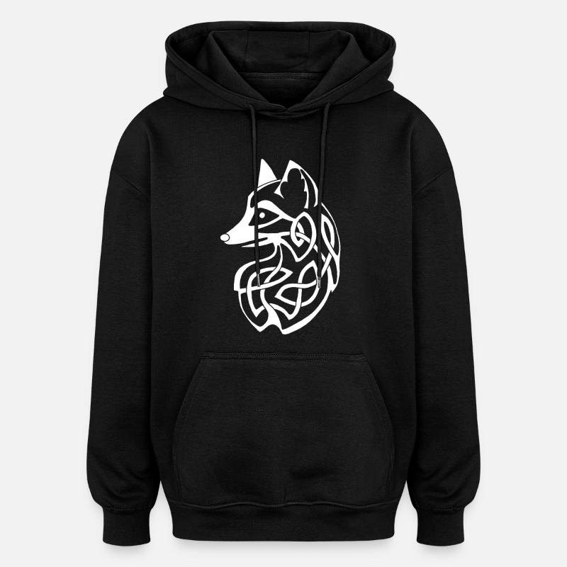 White Celtic Fox - Oversized Unisex Hoodie - black