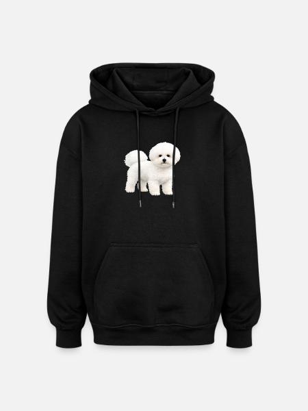 Realistic Bichon Frise Puppy - Oversized Unisex Hoodie - black