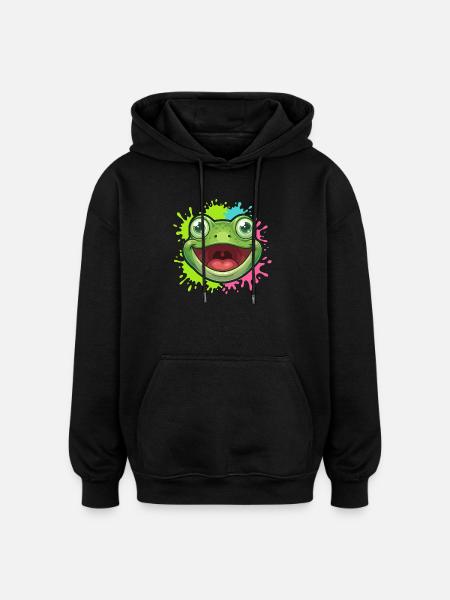 Fröhlicher Frosch Spritzer - Oversized Unisex Hoodie - Schwarz