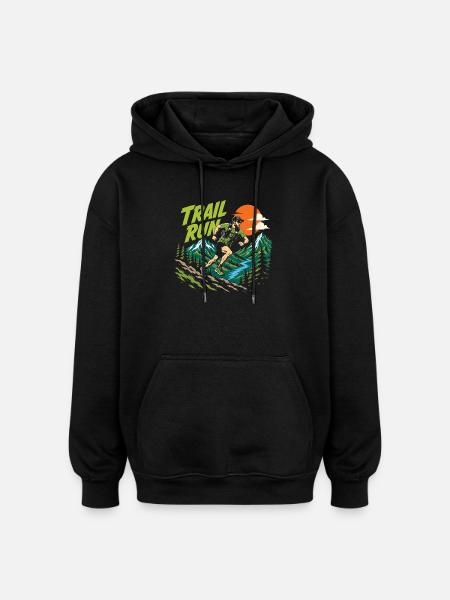 course sur sentier - Sweat à capuche oversize unisexe - noir