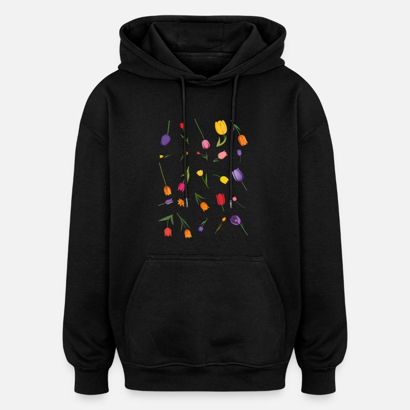 Blumen - Oversized Unisex Hoodie - Schwarz