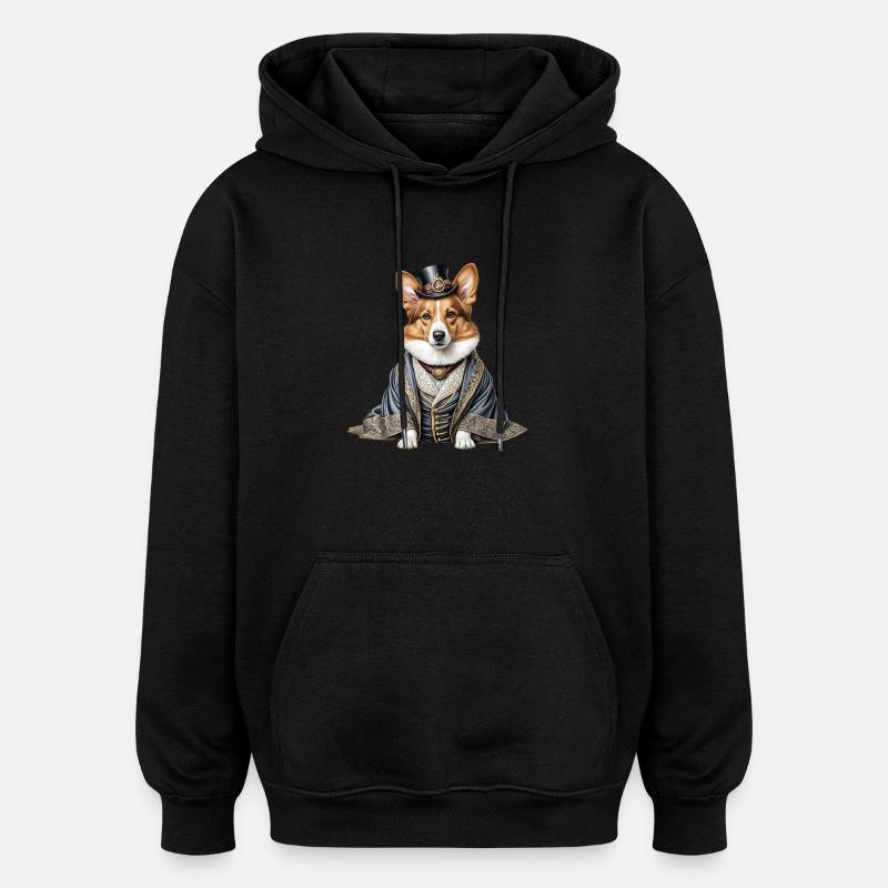 Aristocrat Corgi - Oversized Unisex Hoodie - black
