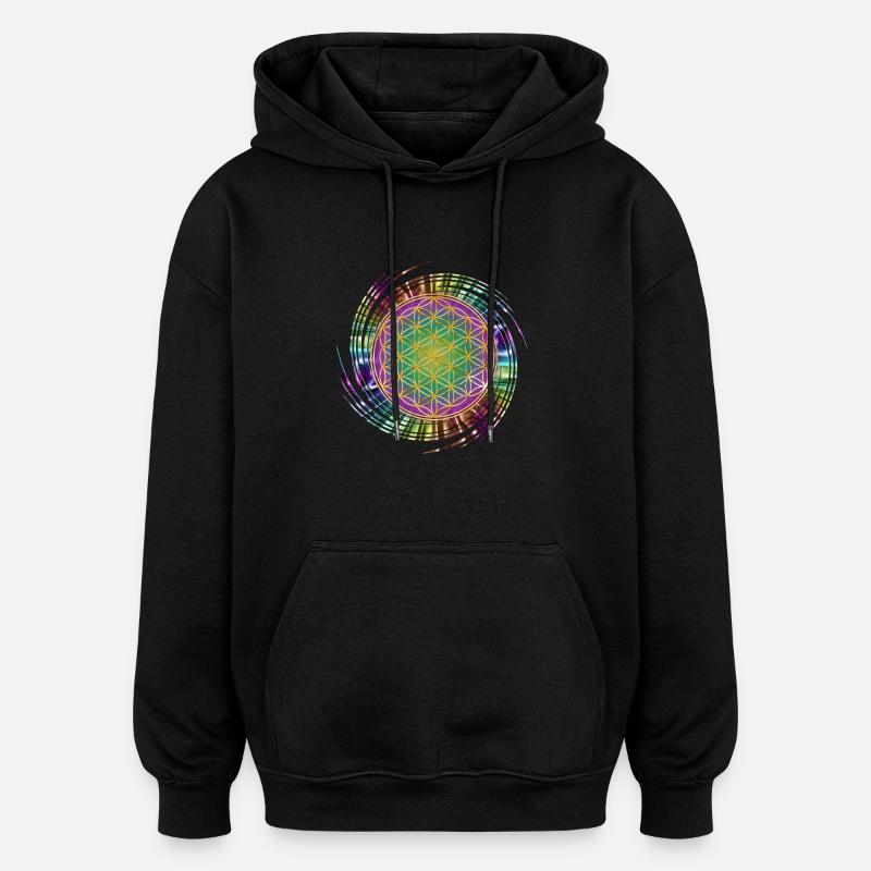 Fleur de la vie - Spirale - Sweat à capuche oversize unisexe - noir
