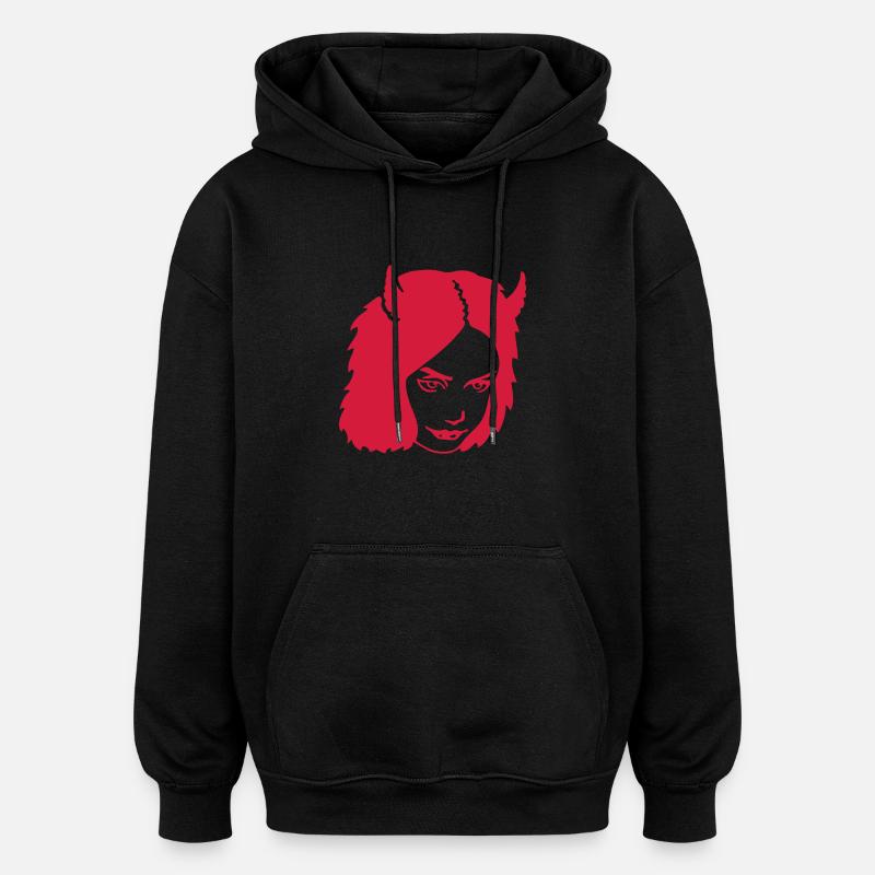 Devil Girl - Line - Sweat à capuche oversize unisexe - noir