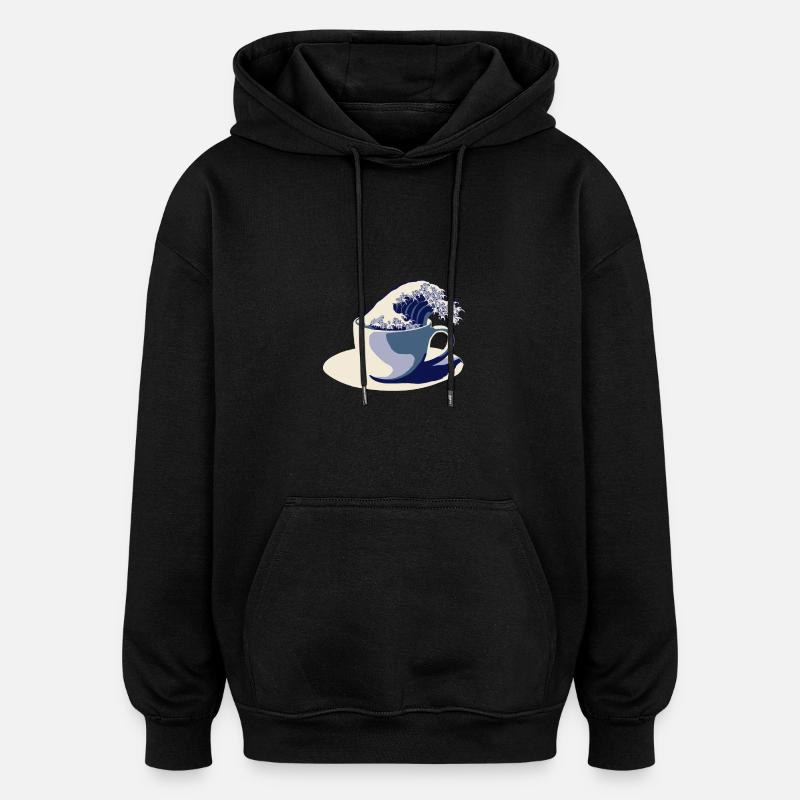 Onde de café - Sweat à capuche oversize unisexe - noir