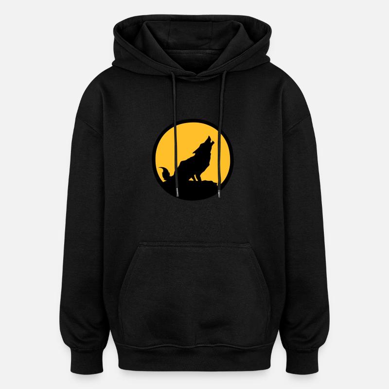 loup - Sweat à capuche oversize unisexe - noir