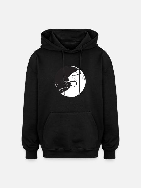 Yin Yang Katze - Oversized Unisex Hoodie - Schwarz