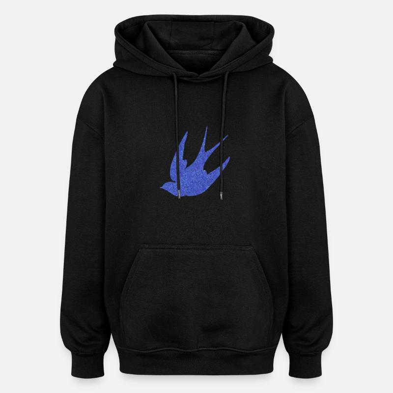 Schwalbe (gesprinkeld de bleu) - Sweat à capuche oversize unisexe - noir