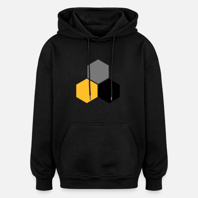 Wabe 5 - Oversized Unisex Hoodie - Schwarz
