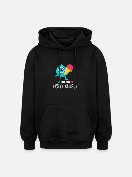 Schulstart Monster Erdbeer - Oversized Unisex Hoodie - Schwarz
