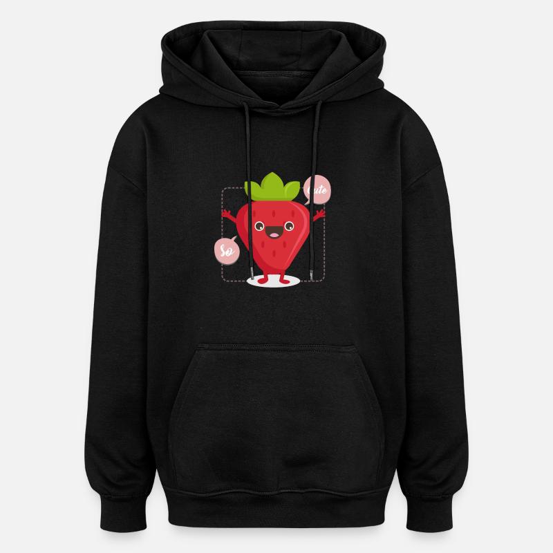 fraise so cute - Sweat à capuche oversize unisexe - noir