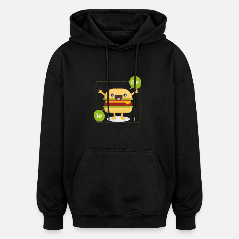 Hamburger so cute - Sweat à capuche oversize unisexe - noir