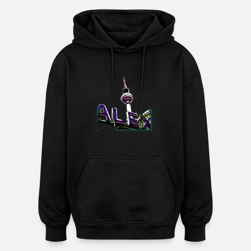 Alex Bleu - Sweat à capuche oversize unisexe - noir