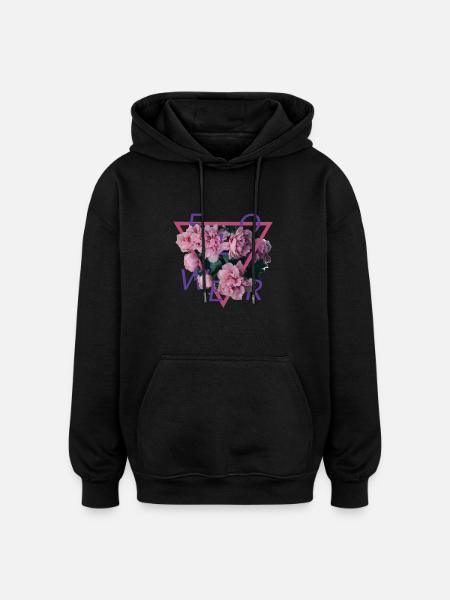 Flower Design - Oversized Unisex Hoodie - black