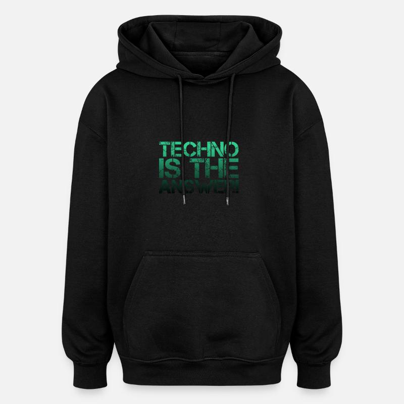 TECHNO - Oversized Unisex Hoodie - black