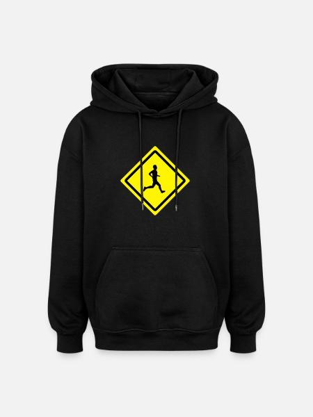 runner roadsign - Oversized Unisex Hoodie - black