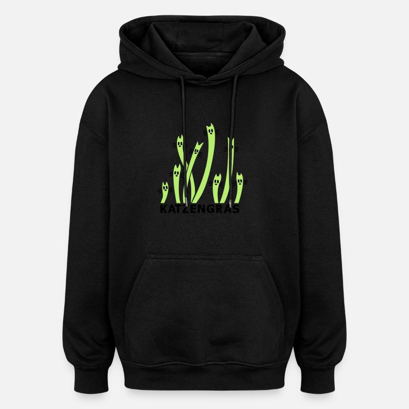 Cat Grass 2 - Oversized Unisex Hoodie - black