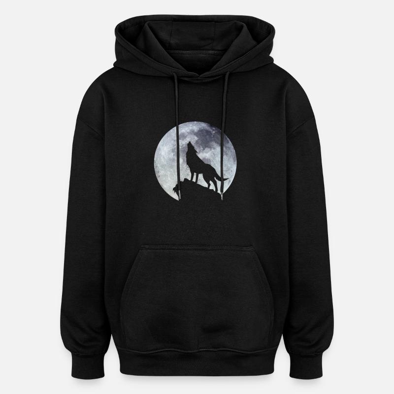 loup - Sweat à capuche oversize unisexe - noir