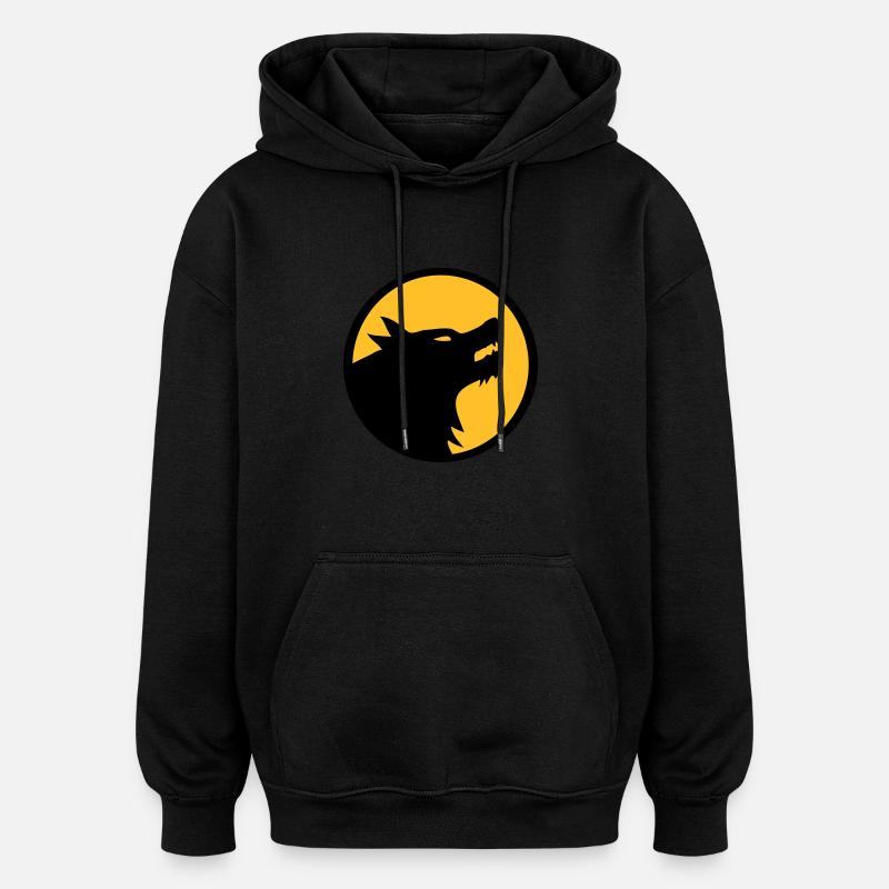 wolf_11a2c - Sweat à capuche oversize unisexe - noir