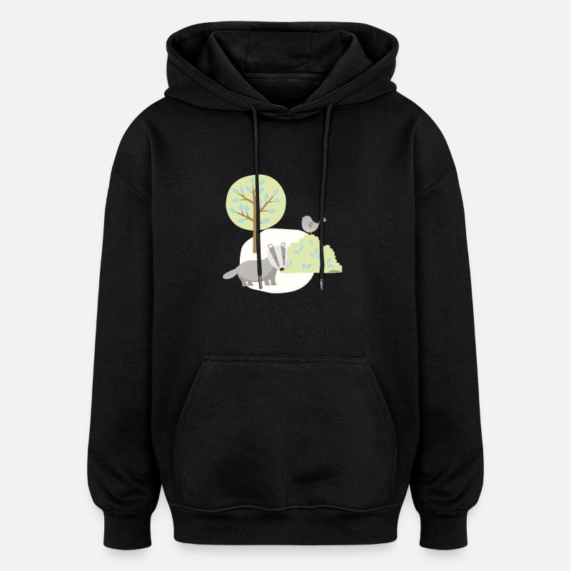 Patch_Dachs - Oversized Unisex Hoodie - Schwarz