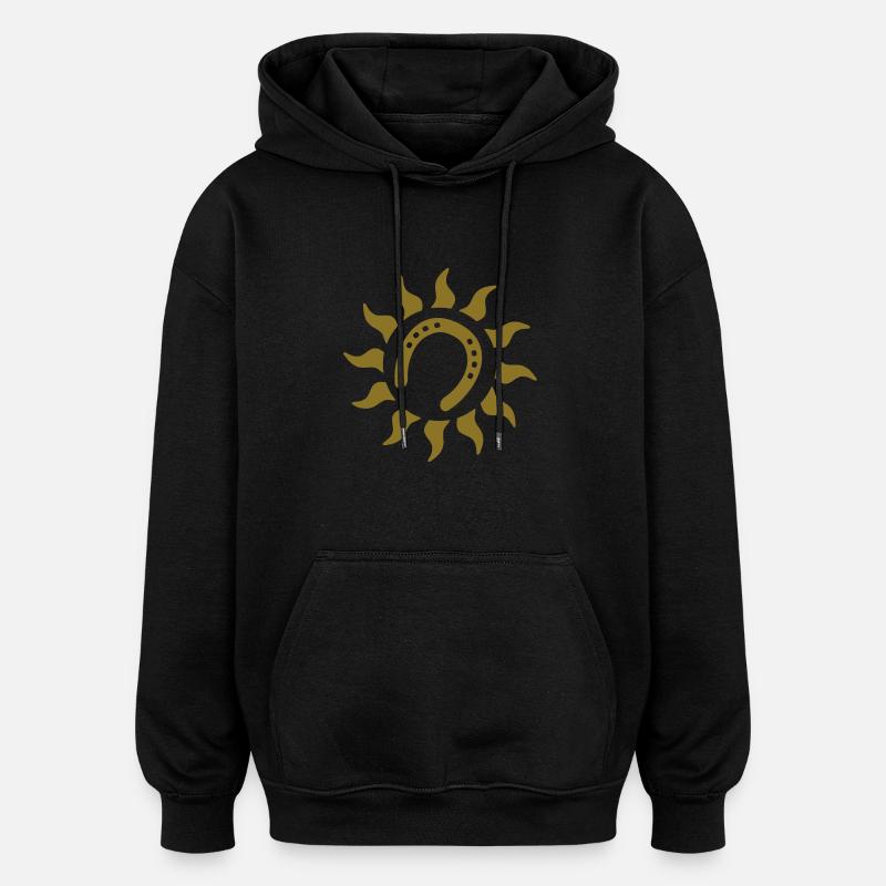 pferd Hufeisen Sonne - Oversized Unisex Hoodie - Schwarz