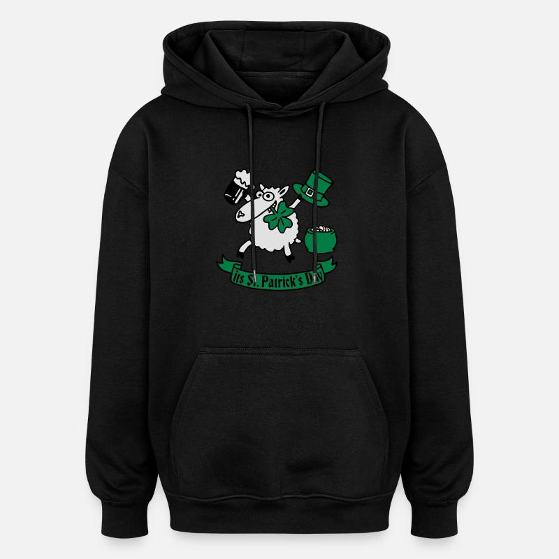 st_pattricks_sheep_b - Sweat à capuche oversize unisexe - noir